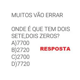 Resposta Dois Sete,Dois Zeros