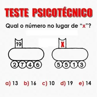 Teste Psicotécnico: Qual o número no lugar de X?