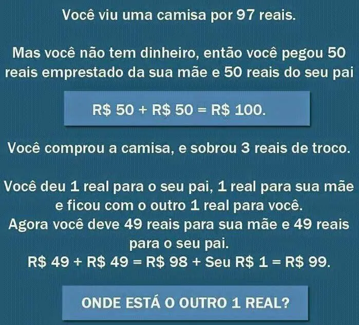 Resposta você viu uma camisa por 97 reais