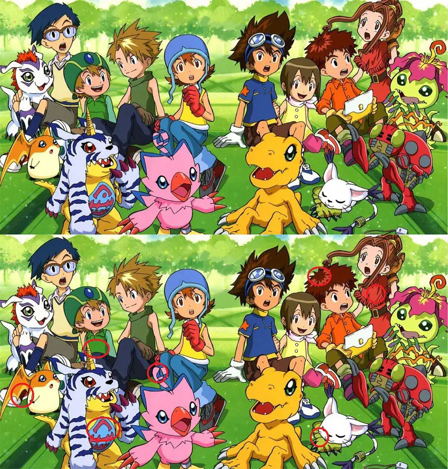 Resposta Jogo dos 7 Erros: Digimon