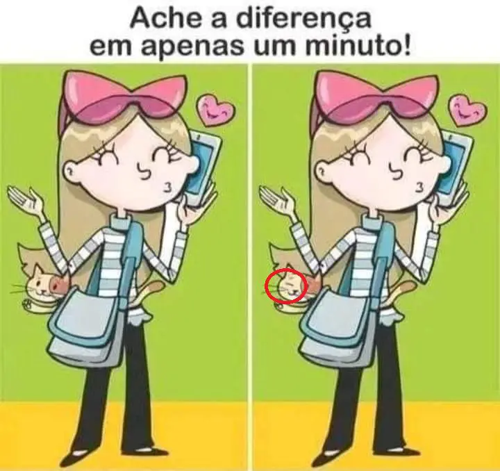 Resposta Encontre a Diferença em Um Minuto: A Menina no Celular