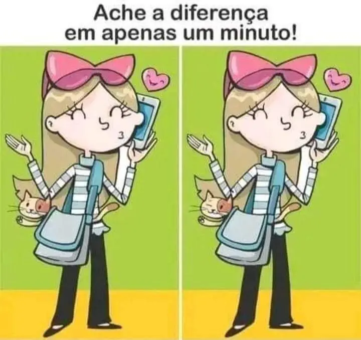 Resposta Encontre a Diferença em Um Minuto: A Menina no Celular