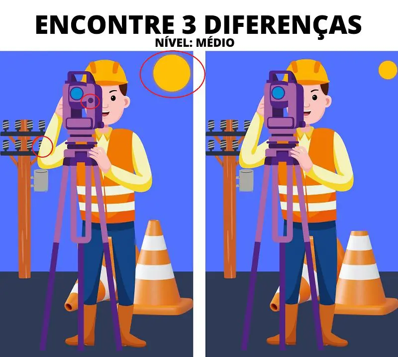 Resposta Encontre 3 Diferenças: O Engenheiro