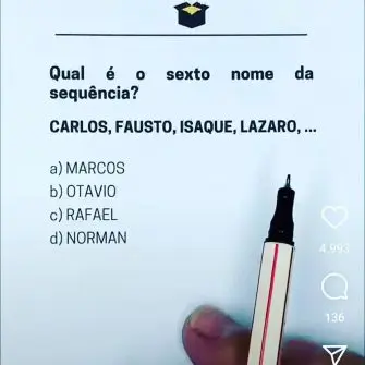 Qual é o sexto nome da sequência