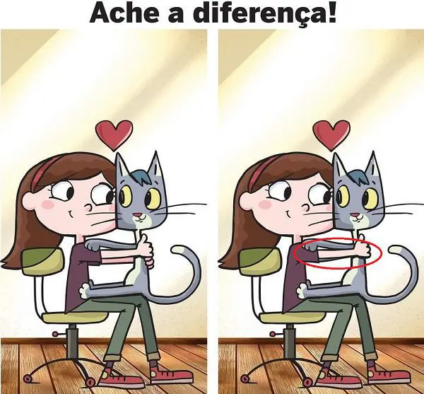 Resposta Ache a diferença: A Menina e Seu Gatinho