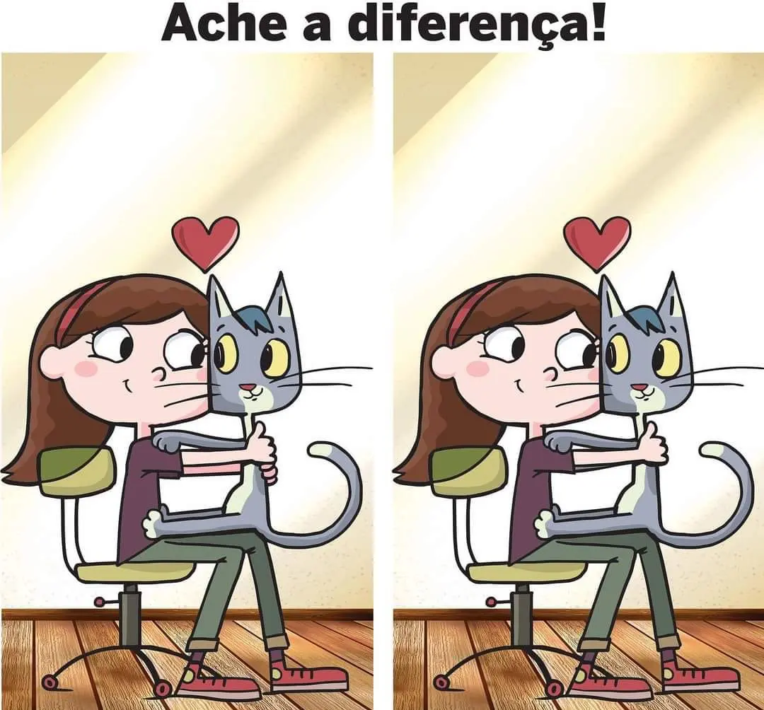 Ache a diferença: A Menina e Seu Gatinho