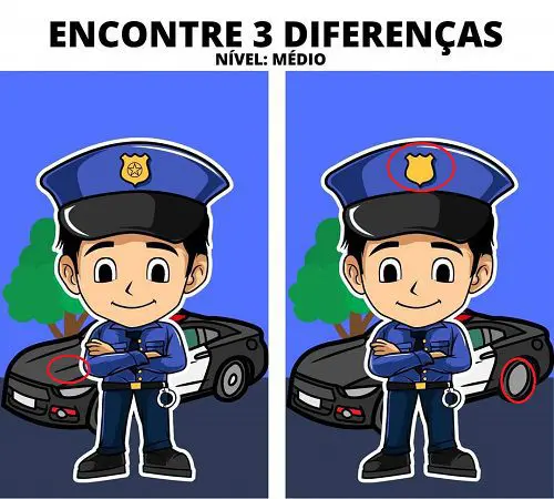 Encontre 3 Diferenças: O Policial