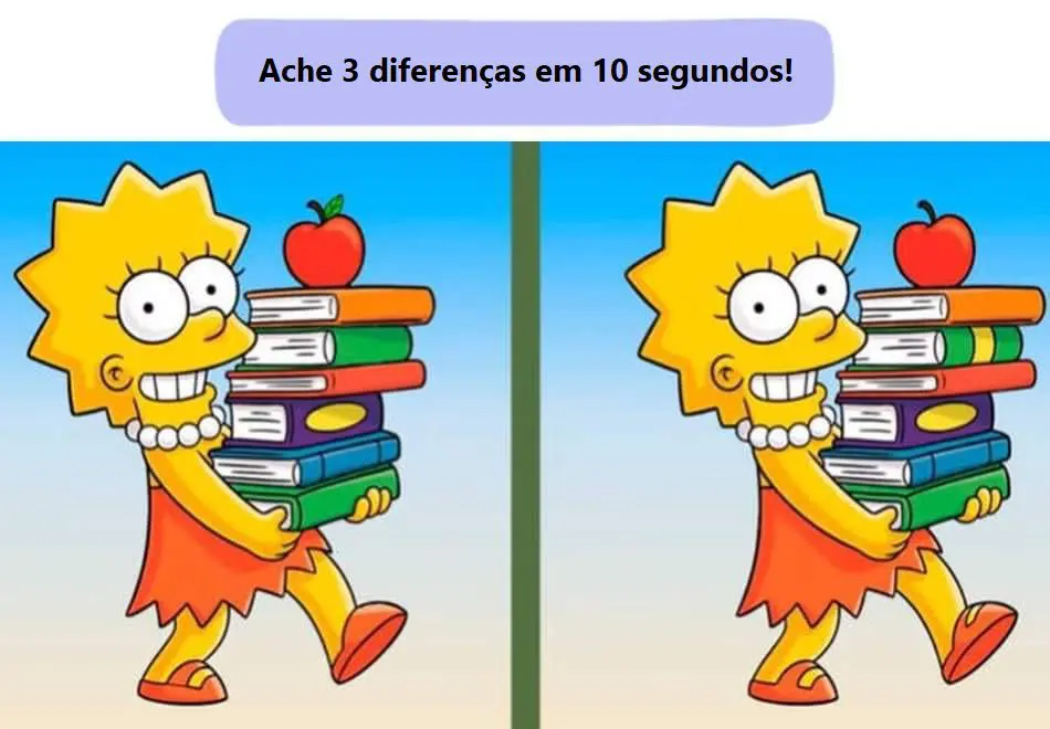 Ache 3 diferenças em 10 segundos: Lisa Simpson