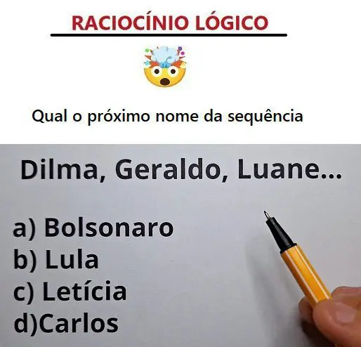 Qual o próximo nome da sequência Dilma, Geraldo, Luane...