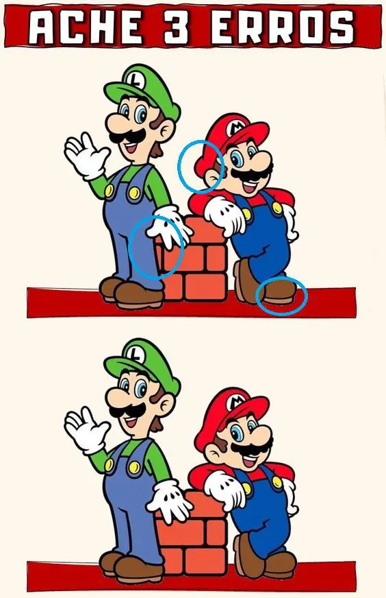 Resposta Ache os Erros: Mario e Luigi