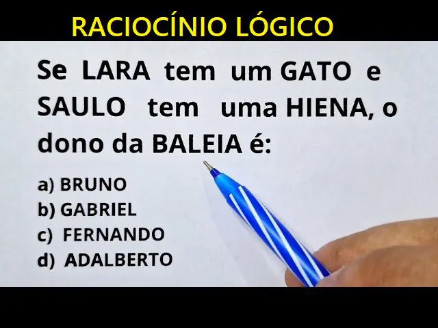 Se LARA tem um GATO e SAULO tem uma HIENA, o dono da BALEIA é: