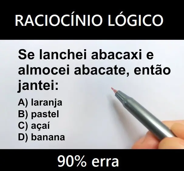 Se lanchei abacaxi e almocei abacate, então jantei: