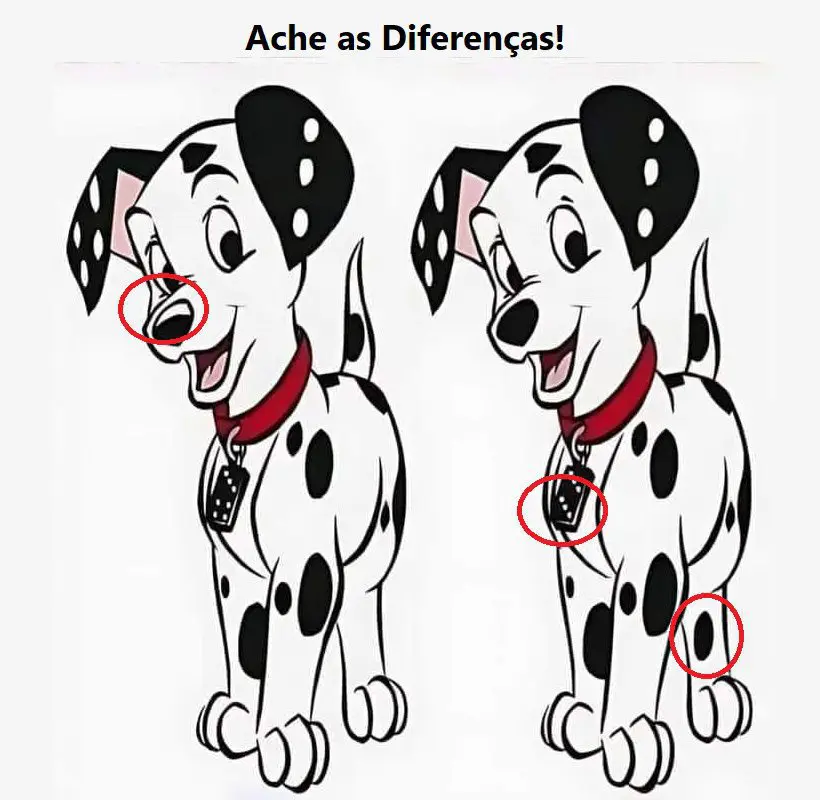 Resposta Ache as Diferenças: O Dálmata