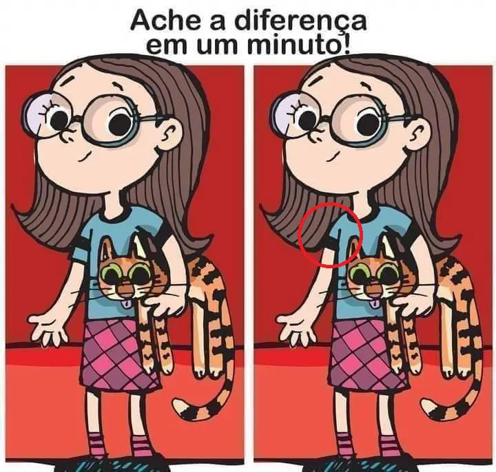 Resposta Ache a Diferença: A Menina e o Gatinho Fofo