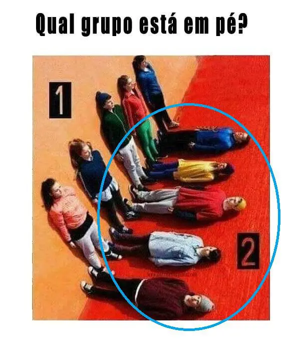 Resposta Qual grupo está em pé?