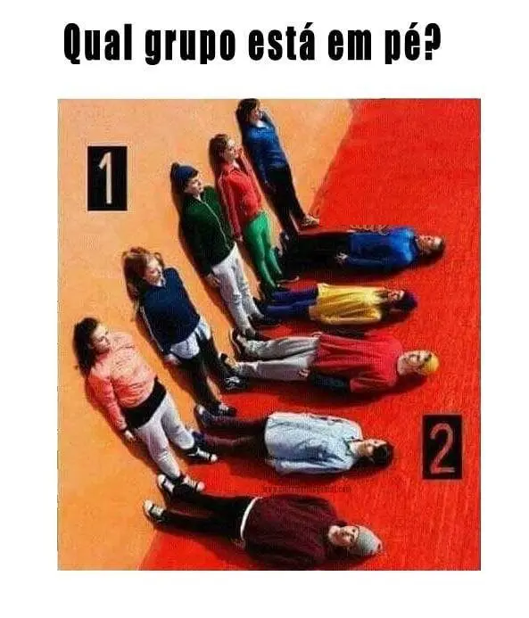 Qual grupo está em pé?