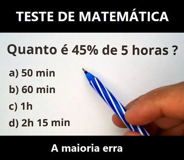 Quanto é 45% de 5 horas?