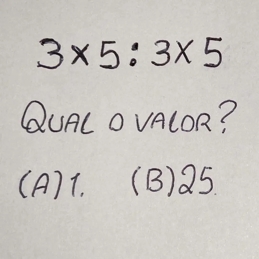 Teste de Matemática: 3x5:3x5