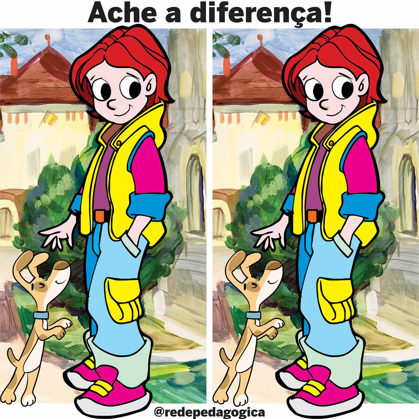 Ache a Diferença: A Menina e seu Cachorrinho