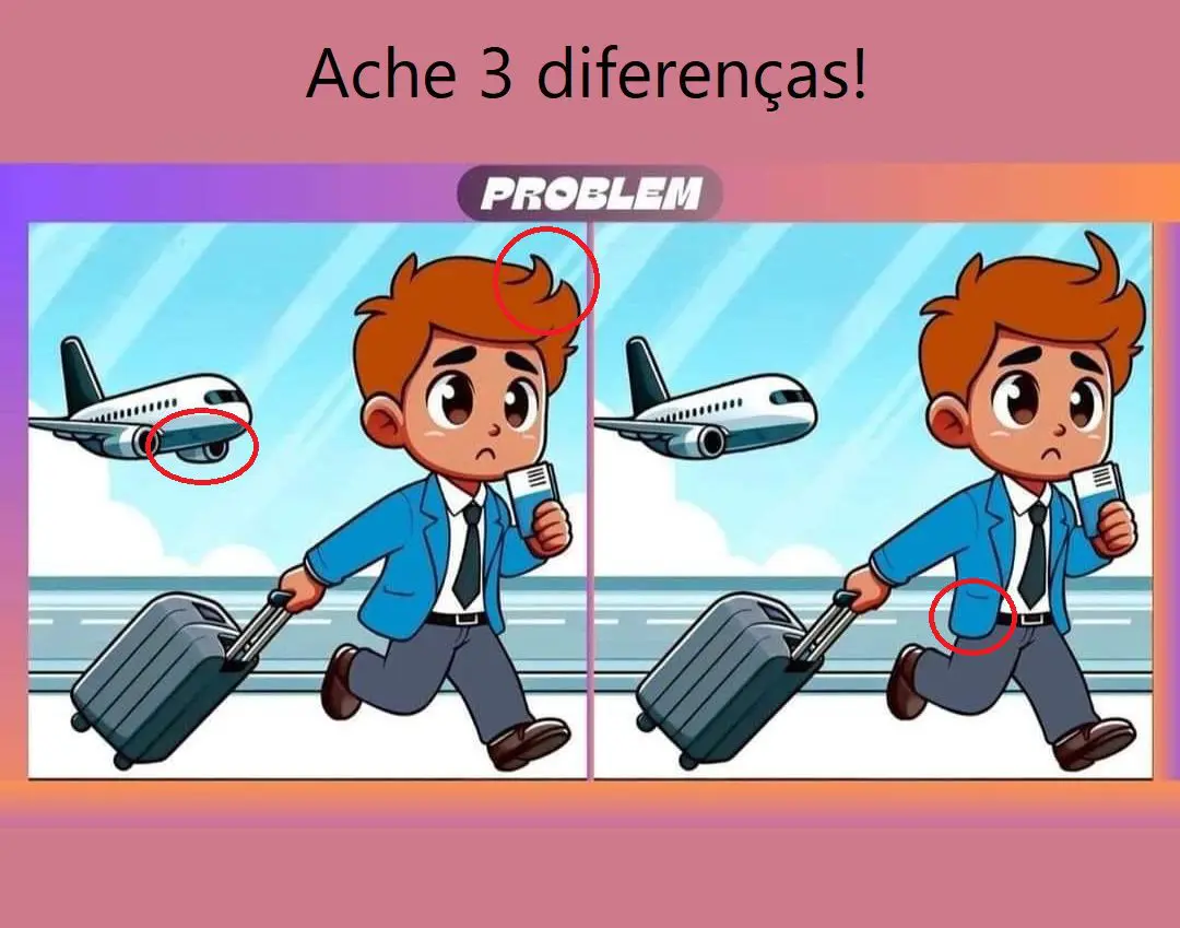 Resposta Ache 3 Diferenças: Atrasado no Aeroporto