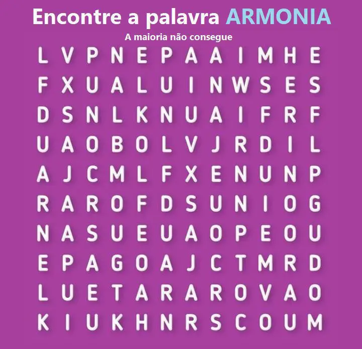 Encontre a palavra ARMONIA