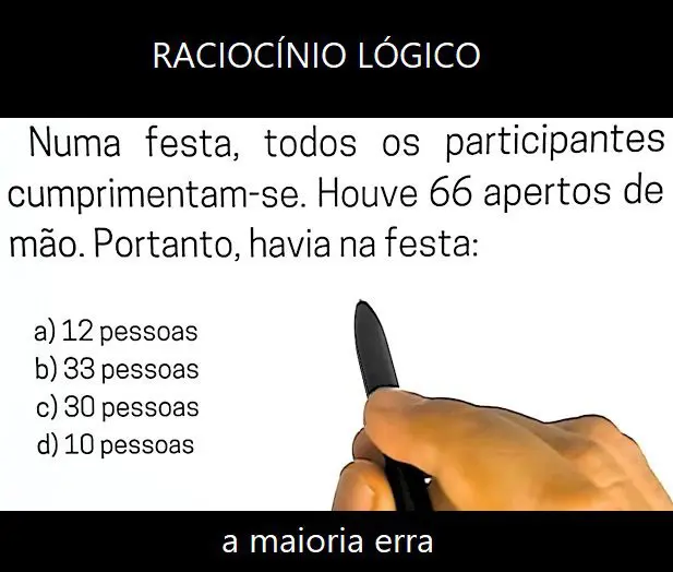 Numa festa, todos os participantes cumprimentam-se, houve 66 apertos de mão, quantas pessoas havia na festa?