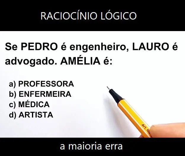 Se PEDRO é engenheiro, LAURO é advogado, AMÉLIA é?