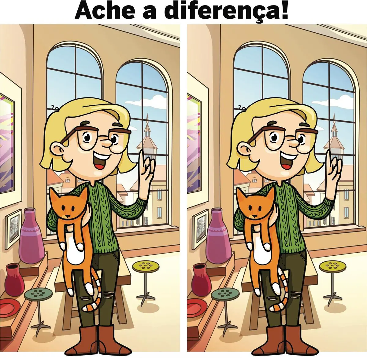 Ache a Diferença: A Menina Abraçando Seu Gato