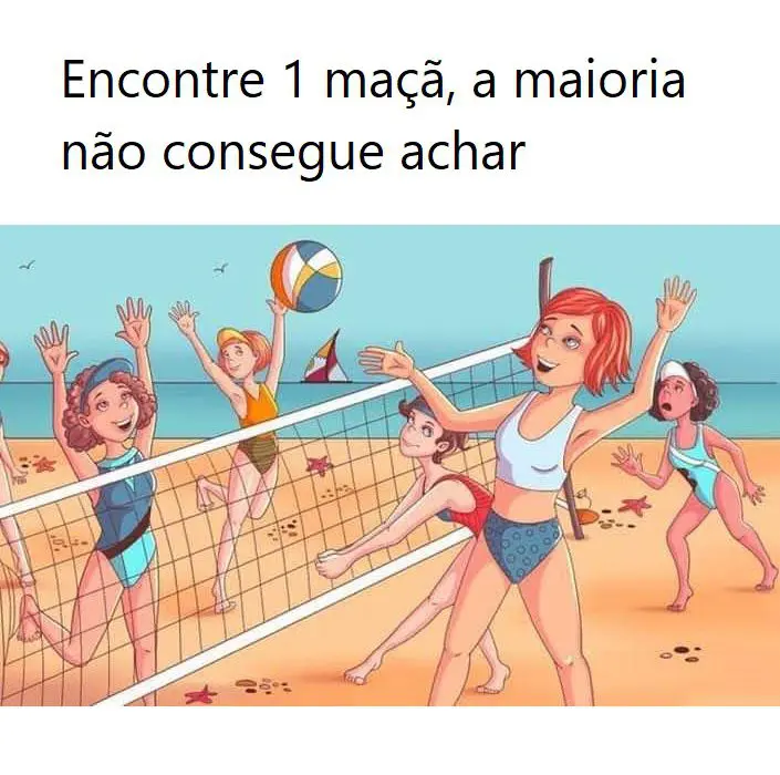 Encontre a Maçã no Jogo de Vôlei