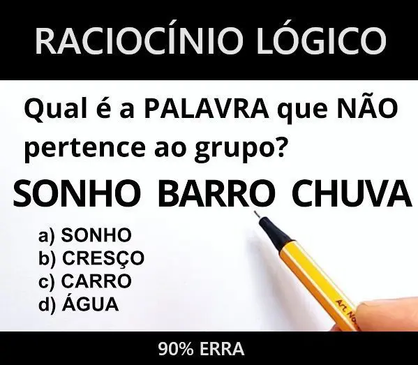 Qual é a PALAVRA que NÃO pertence ao grupo: SONHO BARRO CHUVA