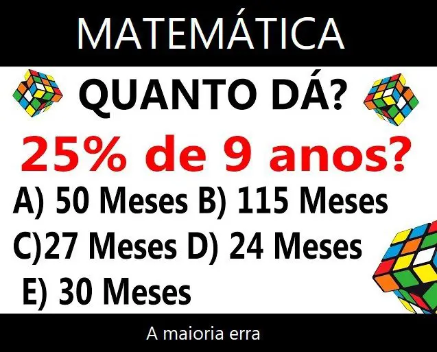 Matemática: Quanto da 25% de 9 Anos?