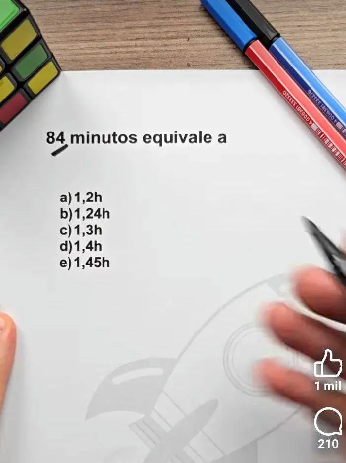 84 minutos equivalem a quantas horas?