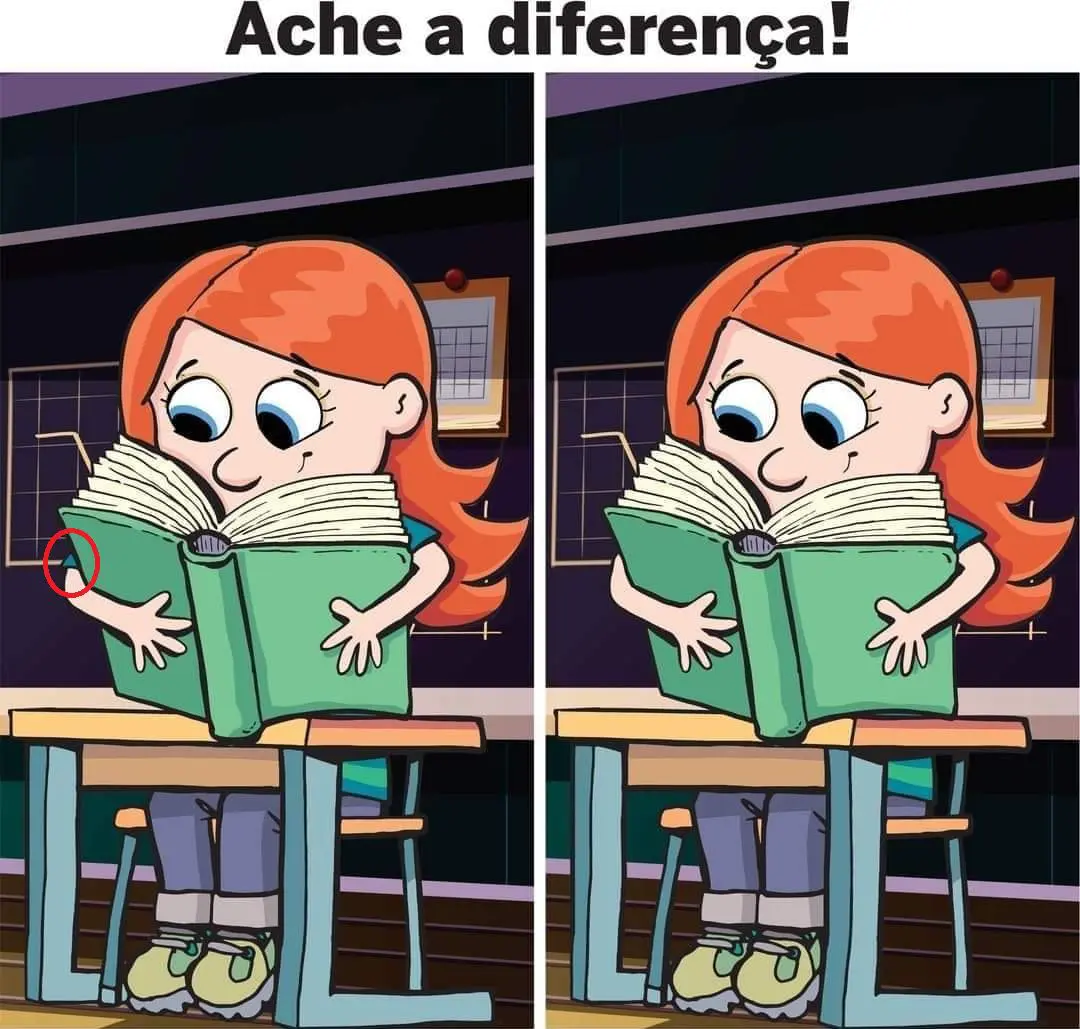 Resposta Ache a Diferença: A Menina Com o Livro Grande