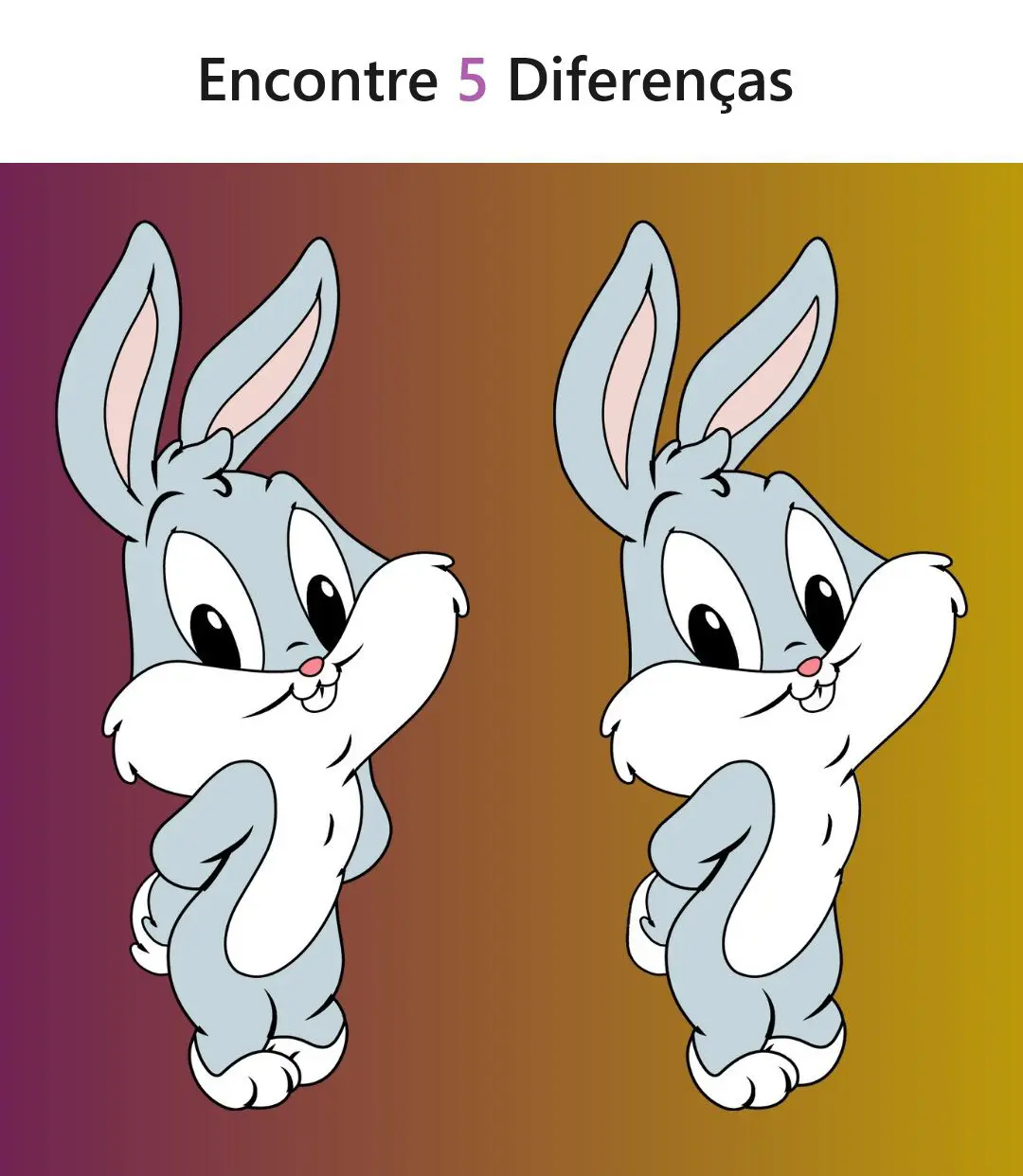 Encontre 5 Diferenças: Mini Pernalonga