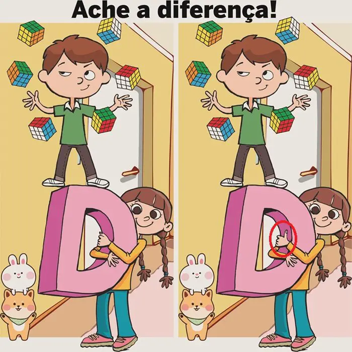 Resposta Ache a Diferença: A Letra D e o Cubo Mágico