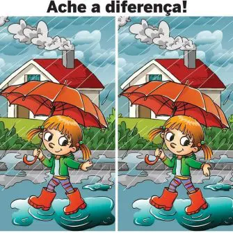 Desafio visual: Ache a Diferença: A Menina Brincando na Chuva