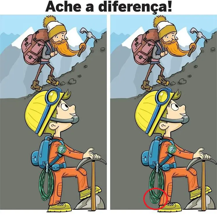 Desafio Visual: Resposta Ache a Diferença: Os Alpinistas