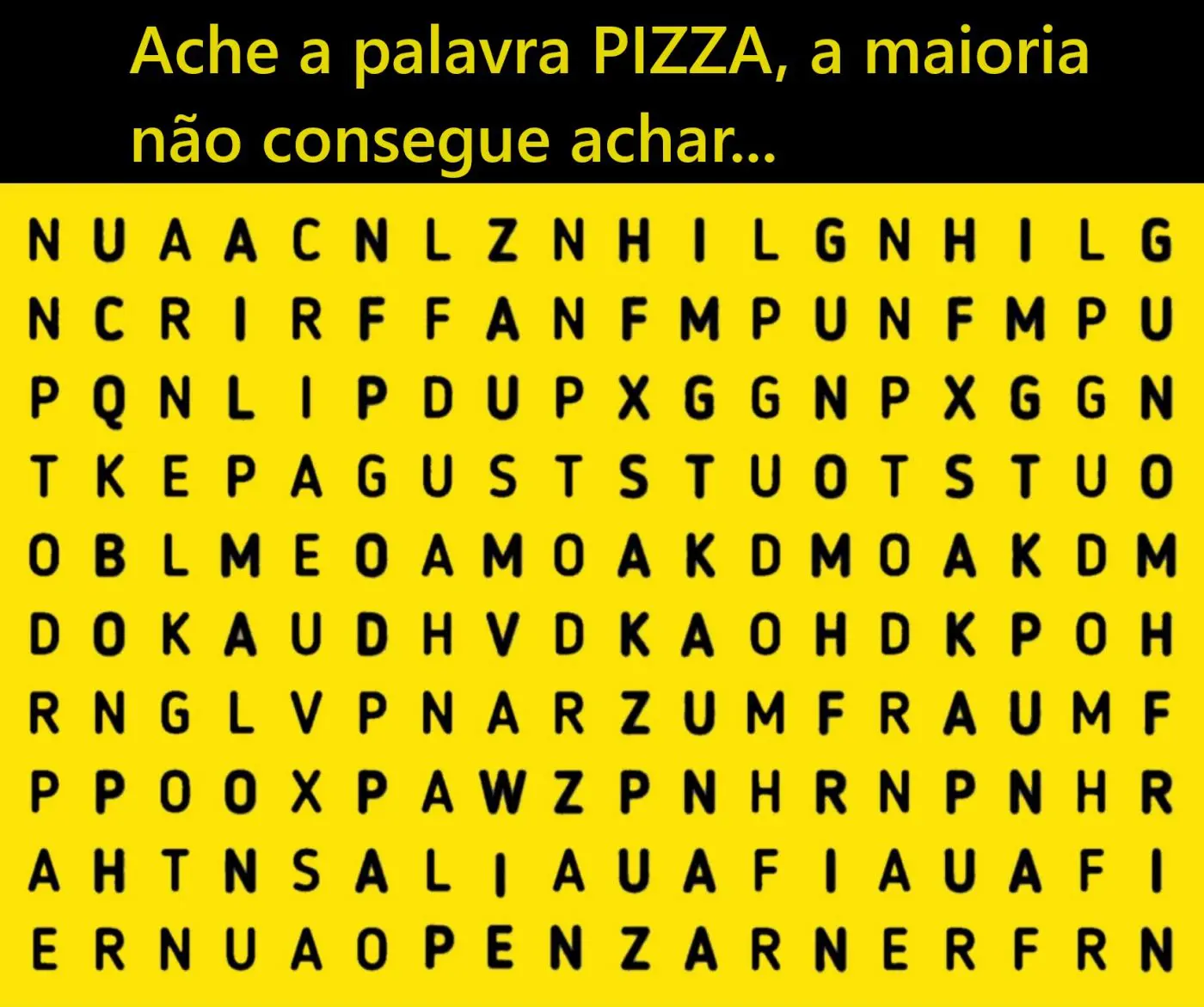 Caça Palavras: Ache a Palavra Pizza na Imagem