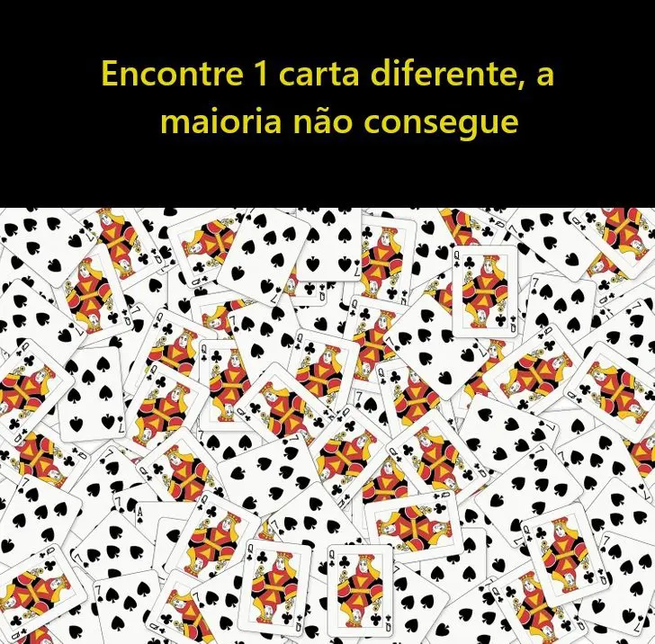 Desafio Visual: Ache a carta diferente, a maioria não consegue