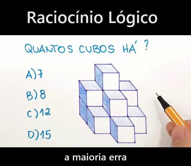 Raciocínio lógico: quantos cubos há na imagem?