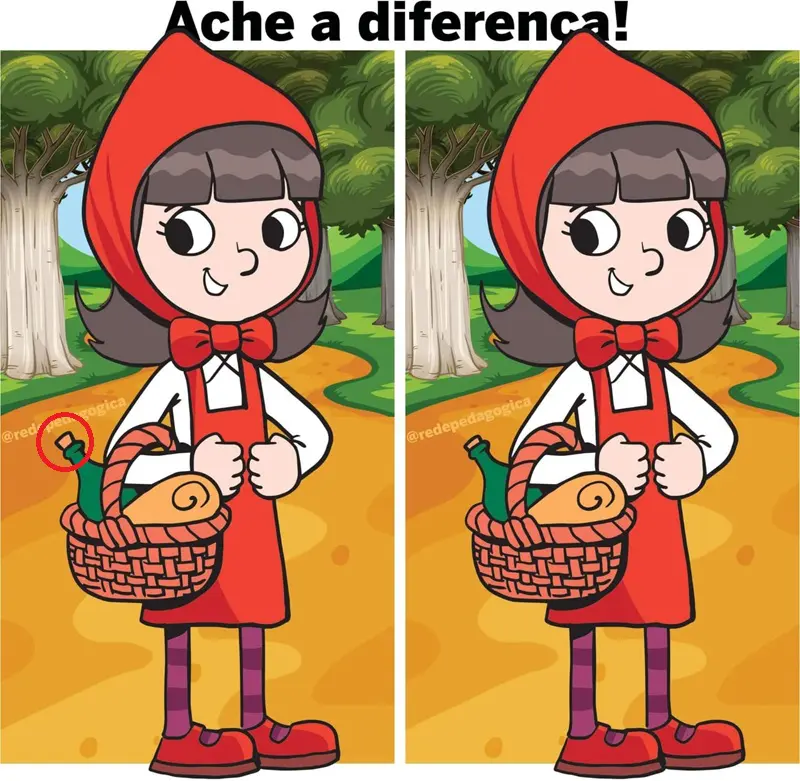 Resposta Desafio Visual Ache a Diferença: A Chapeuzinho Vermelho