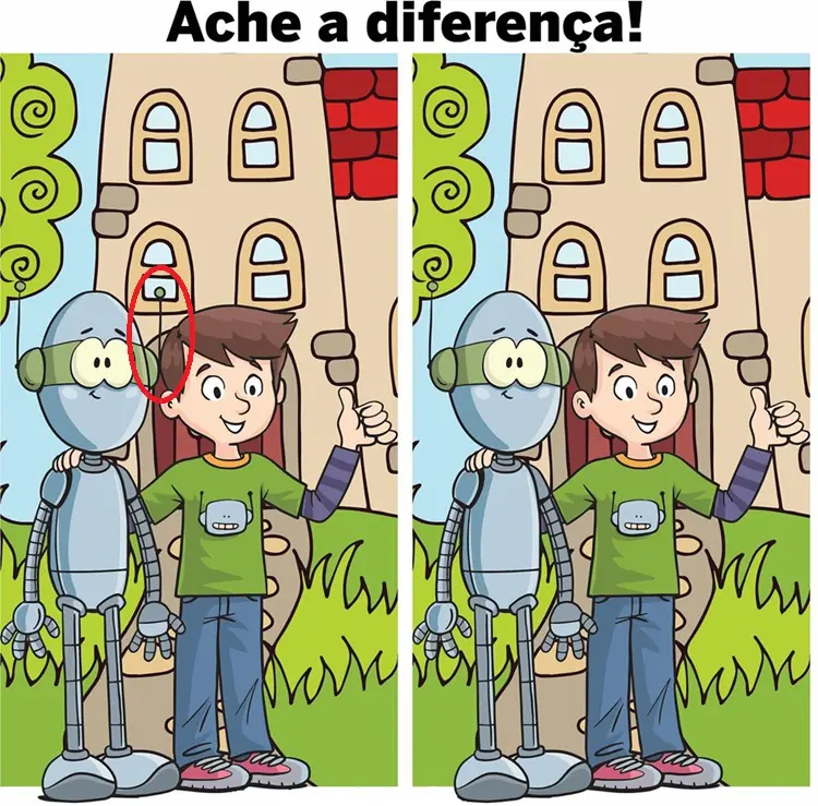 Desafio visual Resposta Ache a Diferença: O Menino e o Robô