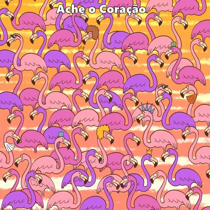 Ache o Coração na Imagem dos Flamingos