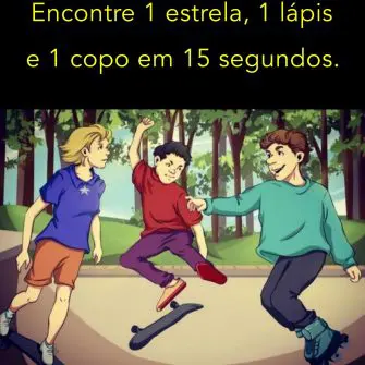 Desafio Visual Ache os Objetos: Os Meninos da Pista de Skate