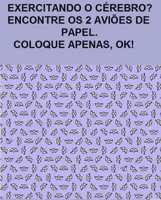 Desafio Visual Encontre os 2 Aviões de Papel