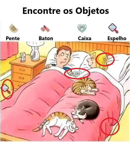 Resposta Encontre os Objetos: O Casal na Cama