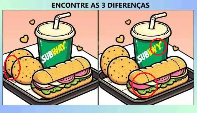 Veja a Resposta de Ache 3 Diferenças: O Subway