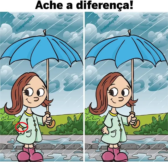 Veja a Resposta Ache a Diferença: A Menina e a Chuva