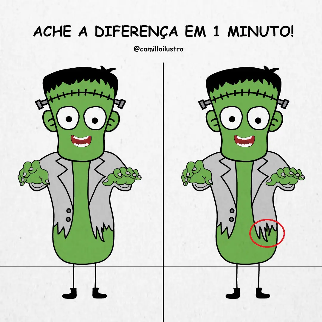 Veja a Resposta - Ache a Diferença: O Frankenstein