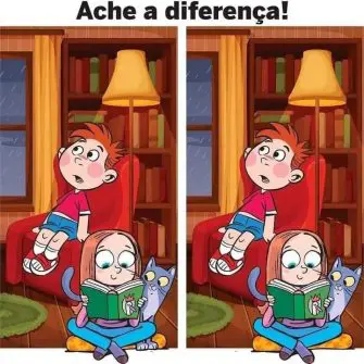 Desafio Visual Ache a Diferença: Os Irmãos e o Gato